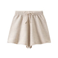 Solid Color Round Neck Relaxed Fit Knit Top and Shorts Set for Women — coloris Apricot Shorts