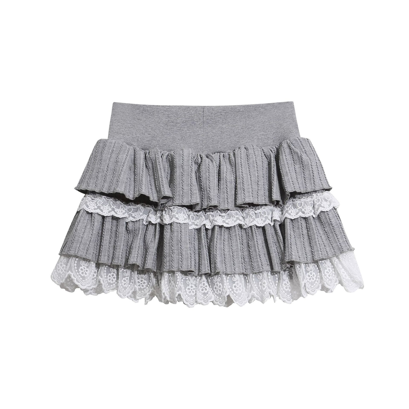 Lace Decorative Skirt, Elastic Waist Slimming Sweet Girl Chic Mini Skirt — Détail produit