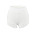 Women's Off Shoulder Flared Sleeve Slim Fit Knit Top Lace Bodycon Shorts Two Piece Set — coloris White Shorts