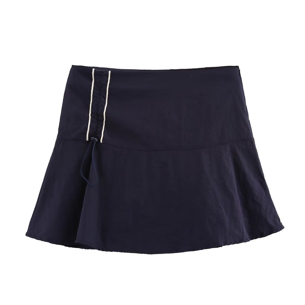 Sport Color-Block Lines Cropped Loose Jacket and A-Line Short Skirt Set — autre détail