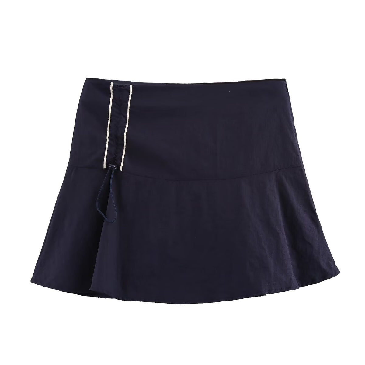 Sport Color-Block Lines Cropped Loose Jacket and A-Line Short Skirt Set