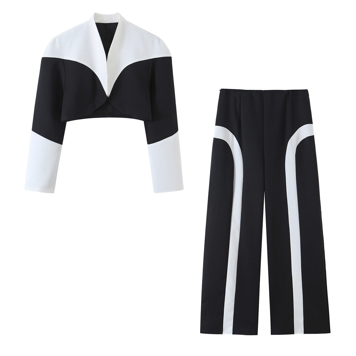 Irregular patchwork suit jacket+pants suit for women — Vue produit