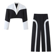 Vue produit — Irregular patchwork suit jacket+pants suit for women