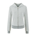 Women's Gray Striped Sweatshirt and Wide Leg Sweatpants Casual Loose Two-Piece Set — coloris Gray and White Striped Jacket