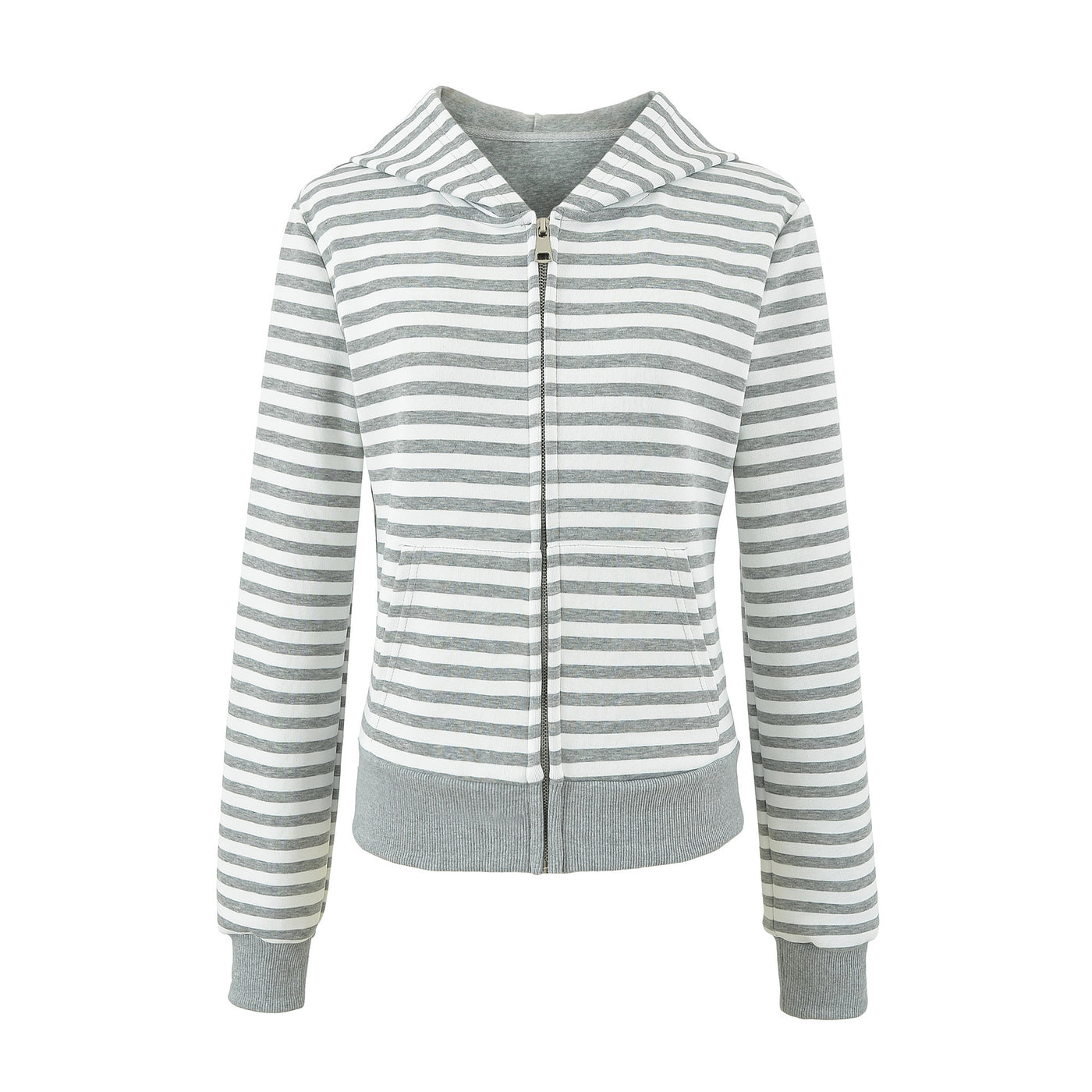 Women's Gray Striped Sweatshirt and Wide Leg Sweatpants Casual Loose Two-Piece Set — Vue produit