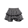 Heavy Black Lace Patchwork Plaid Skirt, Layered Ruffle Versatile Mini Skirt — coloris Black