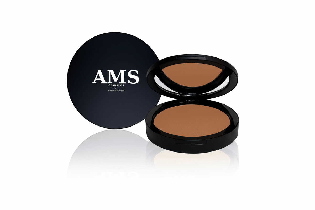 AMS Bronzer Noix de Coco - Hero Shot Compact Noir Luxe Fond Blanc