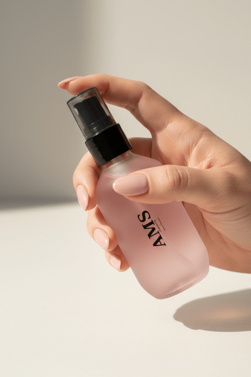 AMS Cosmetics – Hand Holding Bottle