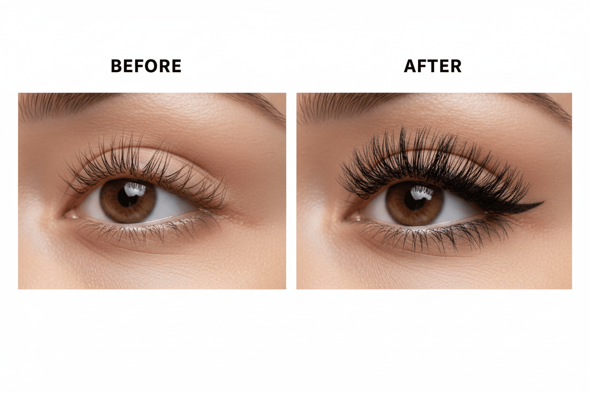 AMS Cosmetics Mascara - Before & After