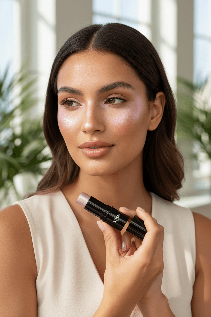 AMS Highlighter Stick Rose Perlé - Lifestyle Naturel Daylight Peau Lumineuse Rose Nacré