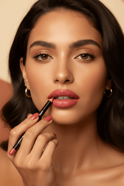 AMS Lipliner Deep Coral - Mannequin Application