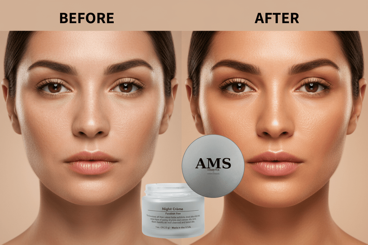 AMS Night Crème – Avant/Après avec Produit