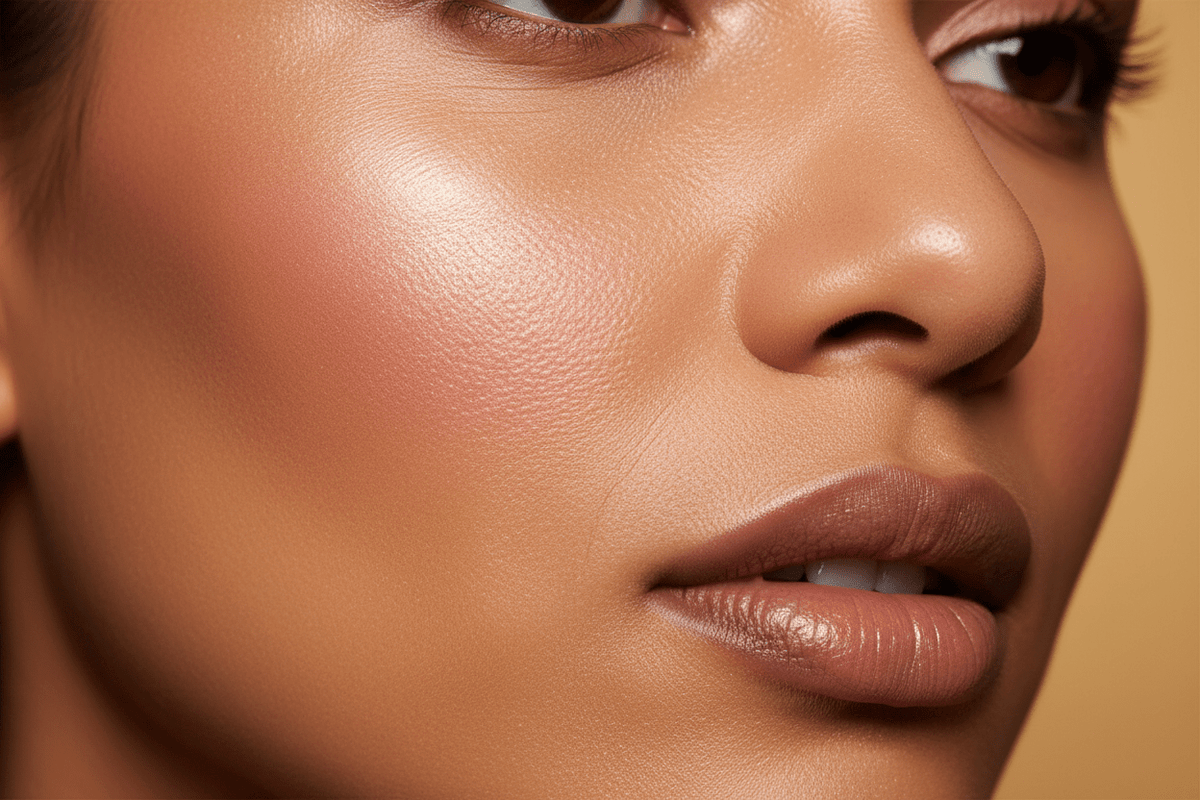 AMS Palette Rose Mauve - Zoom Joues Peau Caramel