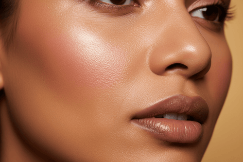 AMS Palette Rose Mauve - Zoom Joues Peau Caramel